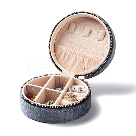 Rpund Velvet Jewelry Storage Zipper Boxes PW-WG25899-12-1