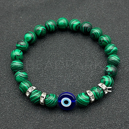 Natural Malachite Beads Stretch Bracelets for Women Men JL6065-2-1