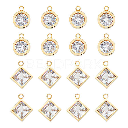 Unicraftale 16Pcs 4 Style 304 Stainless Steel Rhinestone Charms STAS-UN0055-94-1