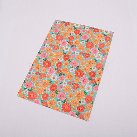 Flower Pattern Imitation Leather Fabric DIY-WH0183-06D-1