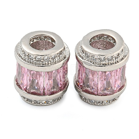 Rack Plating Brass Micro Pave Cubic Zirconia European Beads KK-F089-31P-02-1