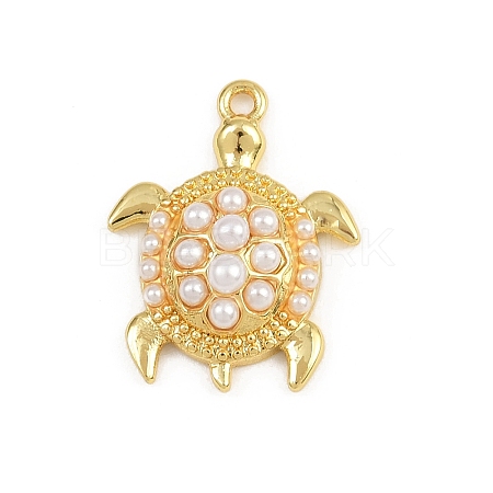 Turtle Brass ABS Imitation Pearl Pendants KK-I352-04B-G-1