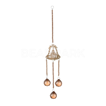Iron Bell Hanging Crystal Chandelier Pendant HJEW-M002-04-1
