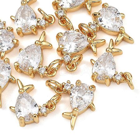 SHEGRACE Brass Micro Pave Clear Cubic Zirconia Charms XGRQ2O026-420G-1