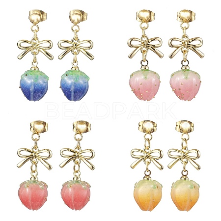 4Pairs 4 Colors Resin Stud Earring EJEW-TA00481-1