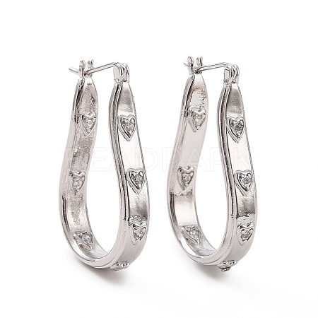 Clear Cubic Zirconia Teardrop with Star Hoop Earrings EJEW-I280-09P-1