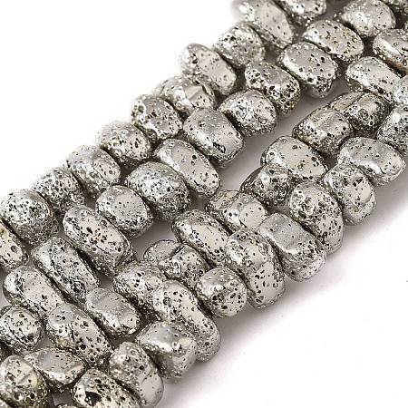 Electroplated Natural Lava Rock Beads Strands G-L606-D02-01C-1