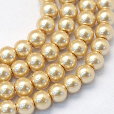 Baking Paint Pearlized Glass Pearl Round Bead Strands HY-Q003-6mm-42-1