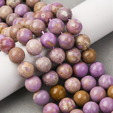 Natural Lepidolite/Purple Mica Stone Beads Strands G-K401-A01-10mm-1