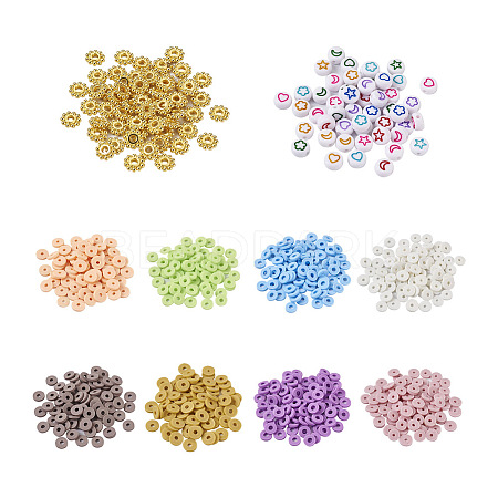 Beadthoven 7790Pcs Flat Round Eco-Friendly Handmade Polymer Clay Beads CLAY-BT0001-01-1