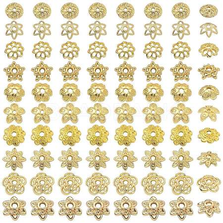 100Pcs 10 Styles Brass Bead Caps KK-CJ0002-08-1