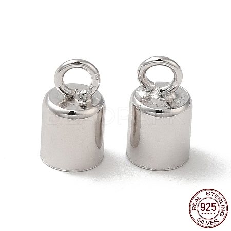 Anti-Tarnish Rhodium Plated 925 Sterling Silver Cord Ends STER-P055-02D-P-1