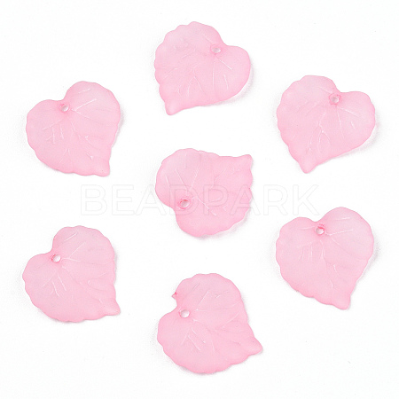 Transparent Frosted Acrylic Leaf Charms FACR-ZX003-01A-1