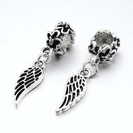 Wing Large Hole Alloy European Dangle Charms MPDL-L010-09-1