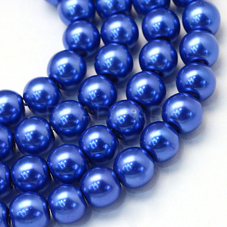 Baking Painted Pearlized Glass Pearl Round Bead Strands X-HY-Q003-10mm-28-1