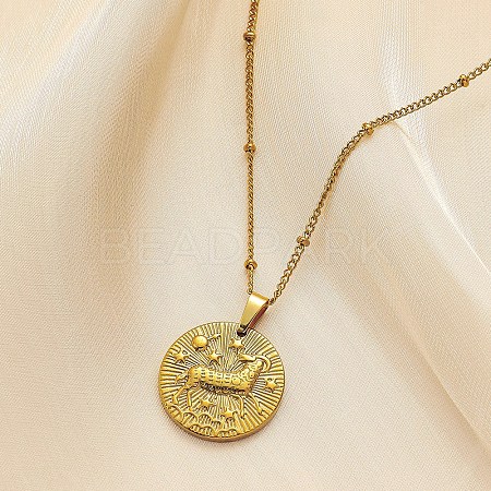 Constellation Coin Stainless Steel Pendant Necklace for Women PW-WG95399-05-1