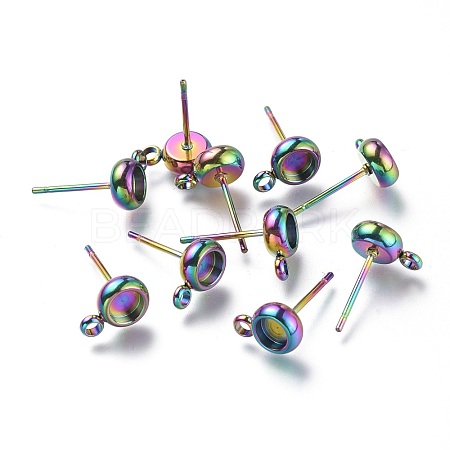 Ion Plating(IP) 304 Stainless Steel Stud Earring Settings STAS-I161-01A-M-1