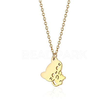 Cute Cartoon Animal 304 Stainless Steel Pendant Necklaces QV5065-1-1