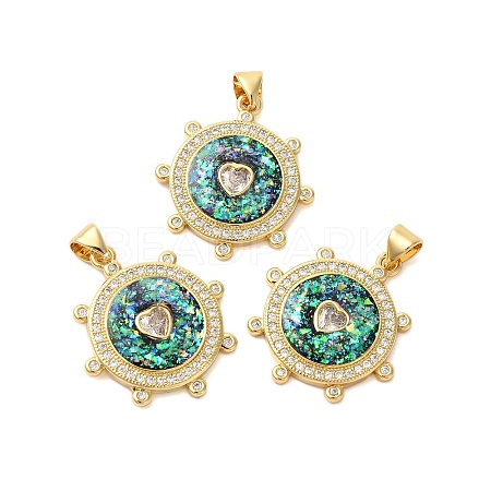 Brass Micro Pave Cubic Zirconia Pendants KK-K385-131G-1