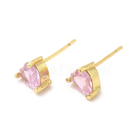 Crystal Rhinestone Heart Stud Earrings EJEW-D059-01G-1