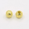 4mm Golden Color Brass Round Spacer Textured Beads X-EC247-G-2