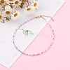 Round Transparent Inside Colours Glass Seed Beaded Necklaces NJEW-JN03362-03-4