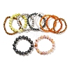 Natural & Synthetic Mixed Gemstone Round Beaded Stretch Bracelet BJEW-D446-M-1