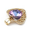Real 18K Gold Plated Rack Plating Brass Micro Pave Clear Cubic Zirconia Pendants KK-C015-29G-12-2