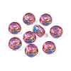 Flower Printed Transparent Acrylic Rondelle Beads TACR-S160-01-E02-1