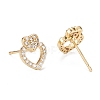 Heart Sparkling Cubic Zirconia Stud Earrings for Girl Women EJEW-H126-20G-2
