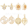 Beebeecraft 8Pcs 4 Style Rack Plating Brass Micro Pave Cubic Zirconia Pendants KK-BBC0004-19-1