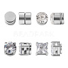  8Pcs 4 Style Clear Cubic Zirconia Flat Round Clip-on Earrings EJEW-TA0001-15-1