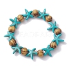 Beach Starfish Dyed Synthetic Turquoise Stretch Bracelets BJEW-JB10293-02-2