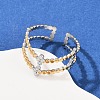 304 Stainless Steel Double Color Cuff Rings RJEW-S635-01GP-03-1