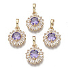 Brass Micro Cubic Zirconia Charms KK-N235-032C-1