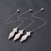 Natural Rose Quartz Pointed Dowsing Pendulums AJEW-B020-05P-07-1