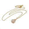 Brass Micro Pave Cubic Zirconia Pendant Necklaces NJEW-E106-11KCG-02-2