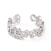Clear Cubic Zirconia Hollow Out Heart Open Cuff Ring RJEW-E072-11P-2