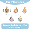 60Pcs Wire Wrapped Electroplate Glass Pendants PALLOY-FH0008-76A-2