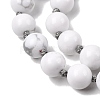 Natural Howlite Mala Prayer Round Beaded Wrap Necklaces with Long Tassel and Metal Tree of Life FS-WG93CBE-08-3