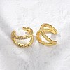 Clear Cubic Zirconia Double Line Cuff Earrings EJEW-R150-14G-3