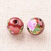 Flower Picture Printed Glass Round Beads GLAA-J088-10mm-B08-2