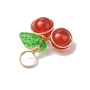 Natural Carnelian(Dyed & Heated) Round Copper Wire Wrapped Pendants PALLOY-JF03312-01-3