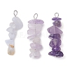 Gradient Color Natural Amethyst & Natural Blue Lace Agate Chip Beaded Pendants PALLOY-JF02791-03-1