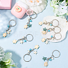 20Pcs Turtle with Starfish Synthetic Turquoise Pendant Keychains KEYC-CP0001-47B-4