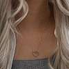 925 Sterling Silver Heart Pendant Necklaces for Women NJEW-C087-04G-3