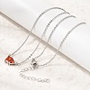 Brass Pave Cubic Zirconia Rectangle and Heart Pendant Cable Chain Necklaces KK-CBAB173-04P-11-1