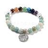 Natural Mixed Gemstone Round Beaded Chakra Stretch Bracelets BJEW-K251-01-3