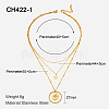 304 Stainless Steel with Clear Cubic Zirconia Double Layer Necklaces FS-WG7985A-18-1