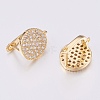 Brass Micro Pave Cubic Zirconia Hoop Earring Findings with Latch Back Closure X-ZIRC-K075-24G-3